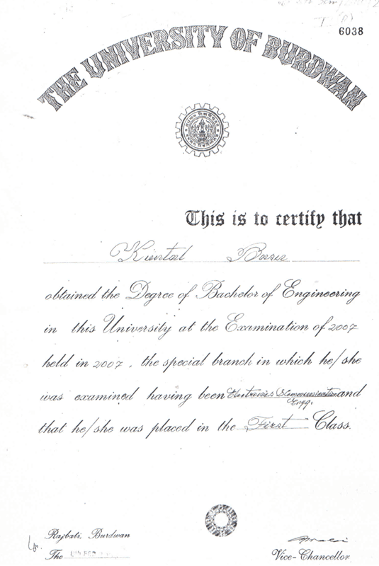 Kuntal graduated from The University of Burdwan