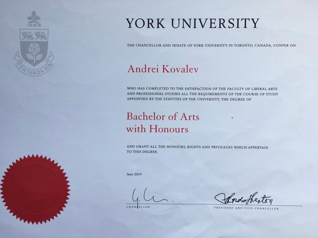 Andrei graduated from York University