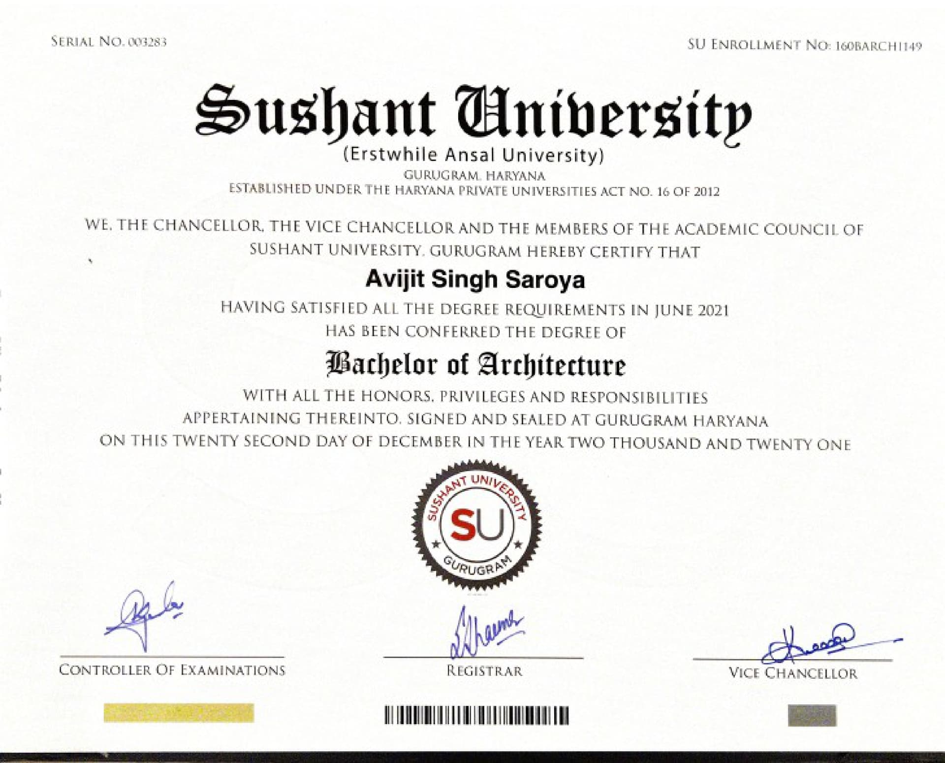 Verified degree or teaching certification of Avijit