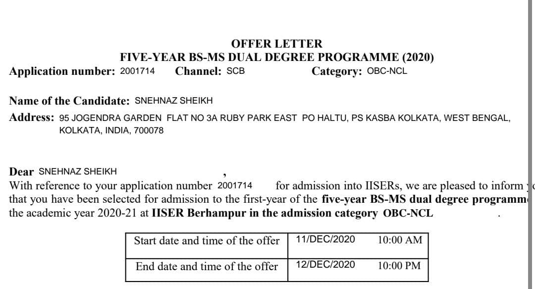 Verified degree or teaching certification of Snehnaz