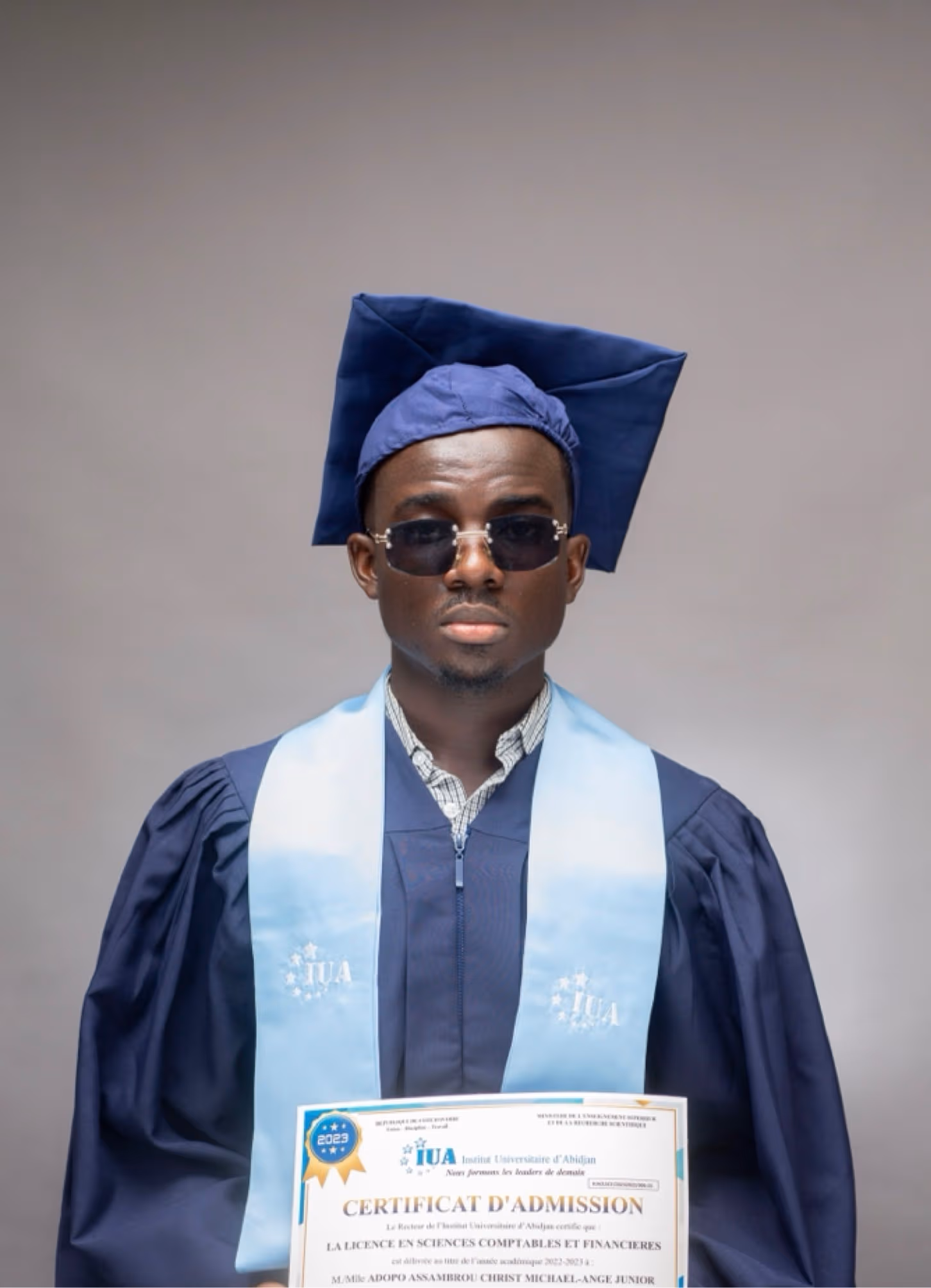 Christ graduated from Institut Universitaire d'Abidjan