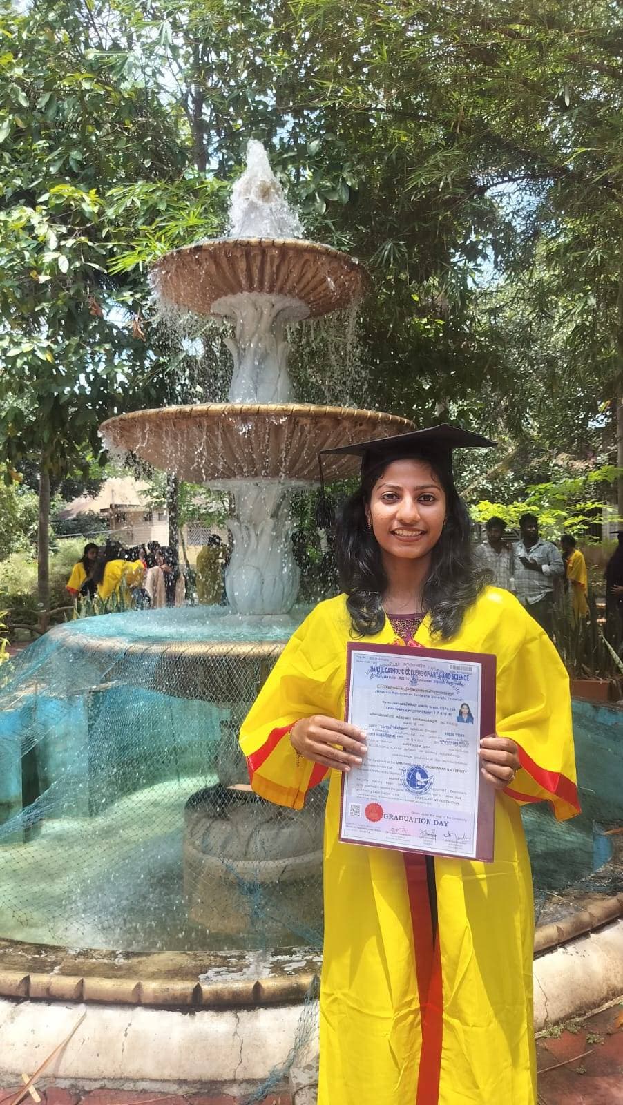 JINCY graduated from MANONMANIAM SUNDARNAR UNIVERSITY