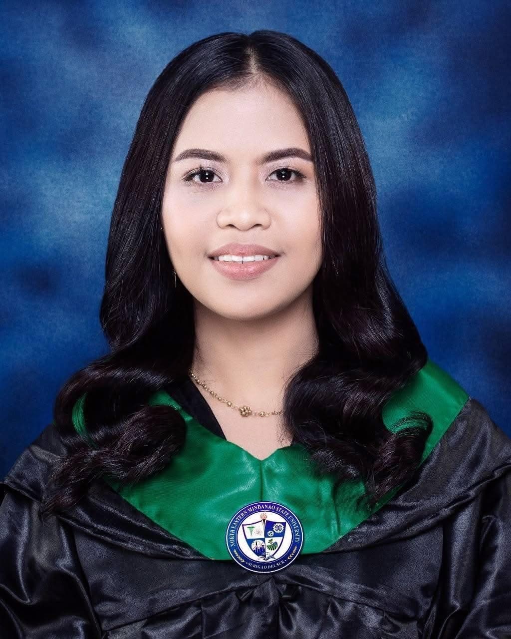 Shella Mae graduated from North Eastern Mindanao State University