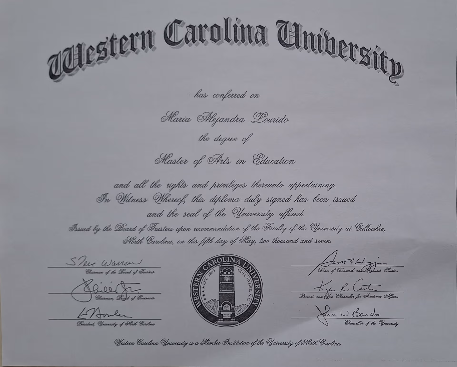 Maria graduated from Universidad del Valle