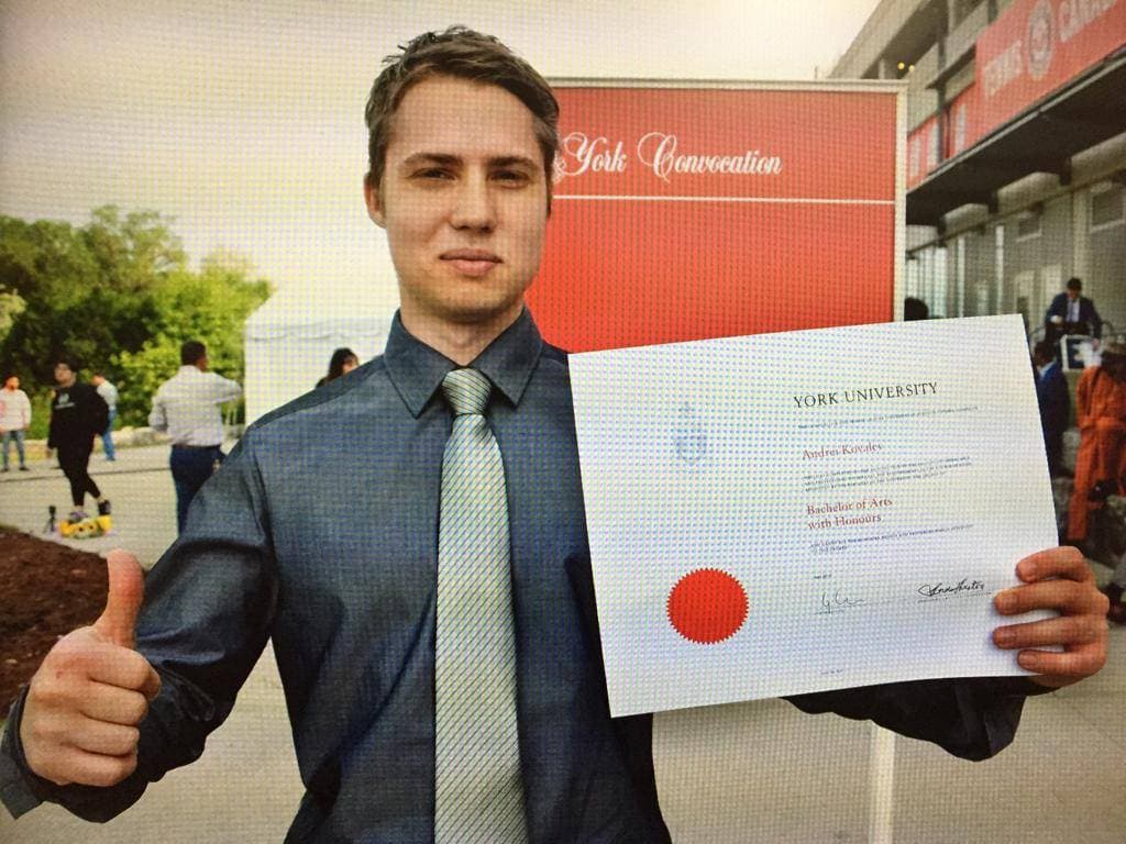 Graduation ceremony photo of Andrei