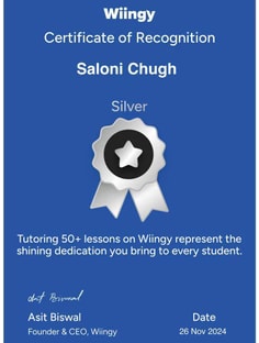 Profile photo of Saloni Chugh, undefined tutor at Wiingy