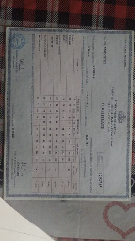 Verified degree or teaching certification of Rashid