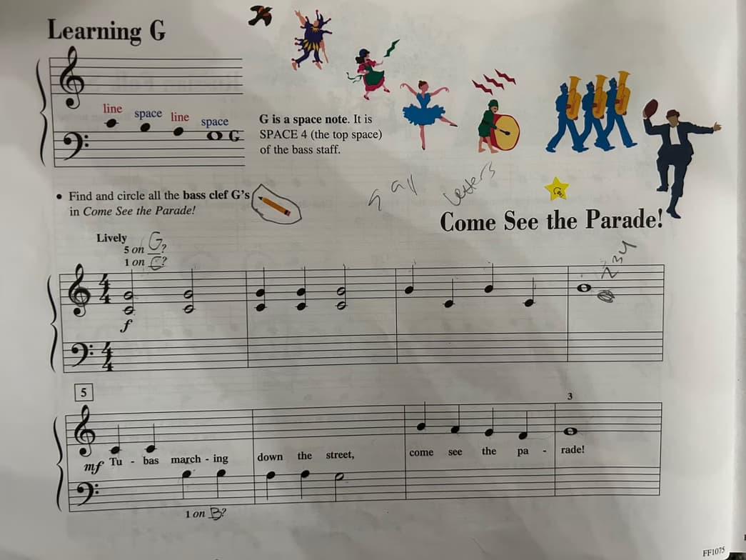 Piano learning materials by Karen