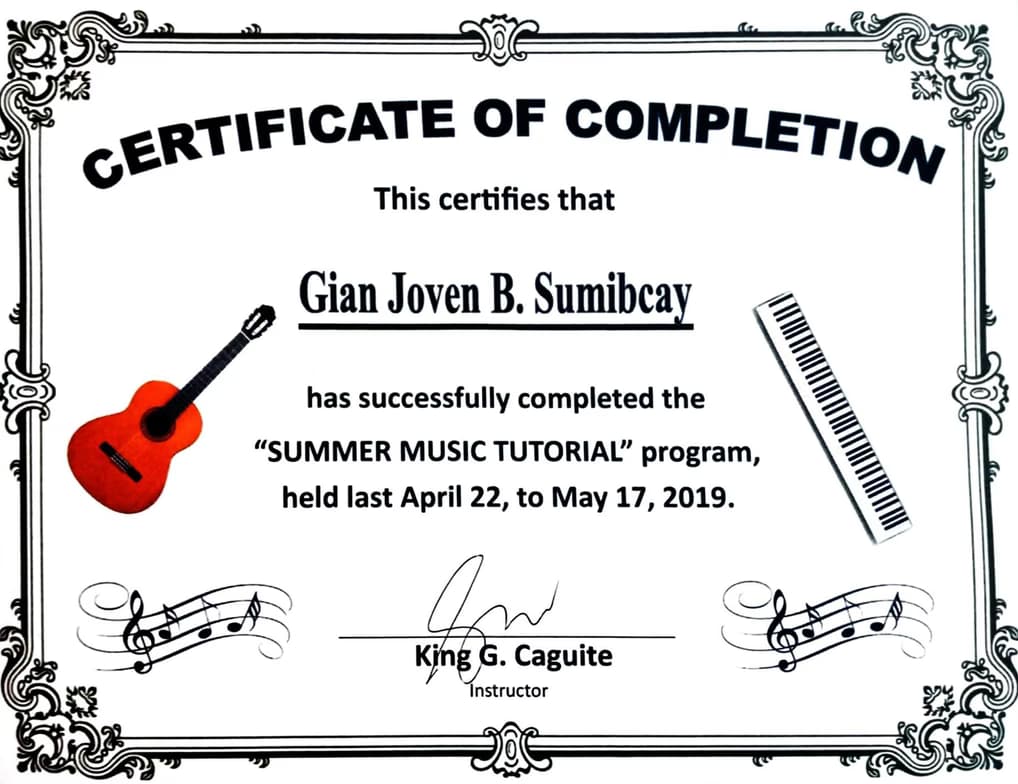 Verified degree or teaching certification of Gian