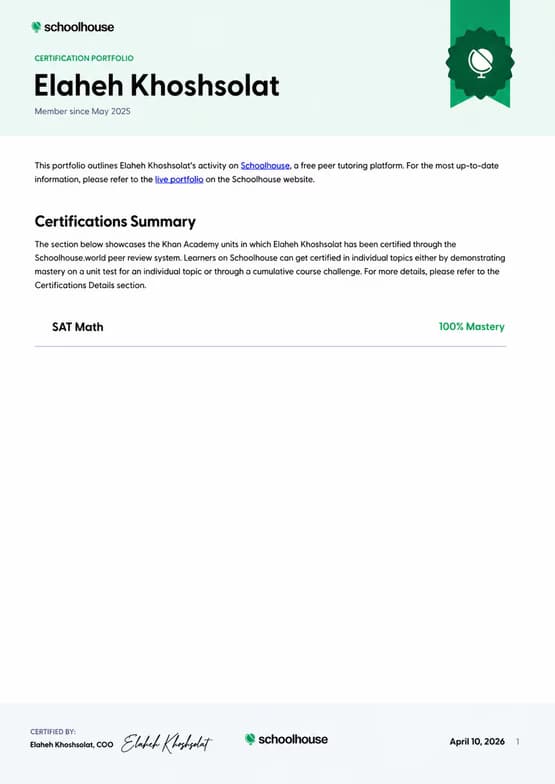 Verified degree or teaching certification of Elaheh