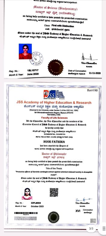 Verified degree or teaching certification of Dr. Noor