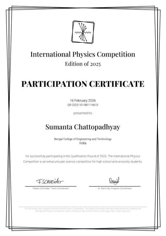 Verified degree or teaching certification of Sumanta