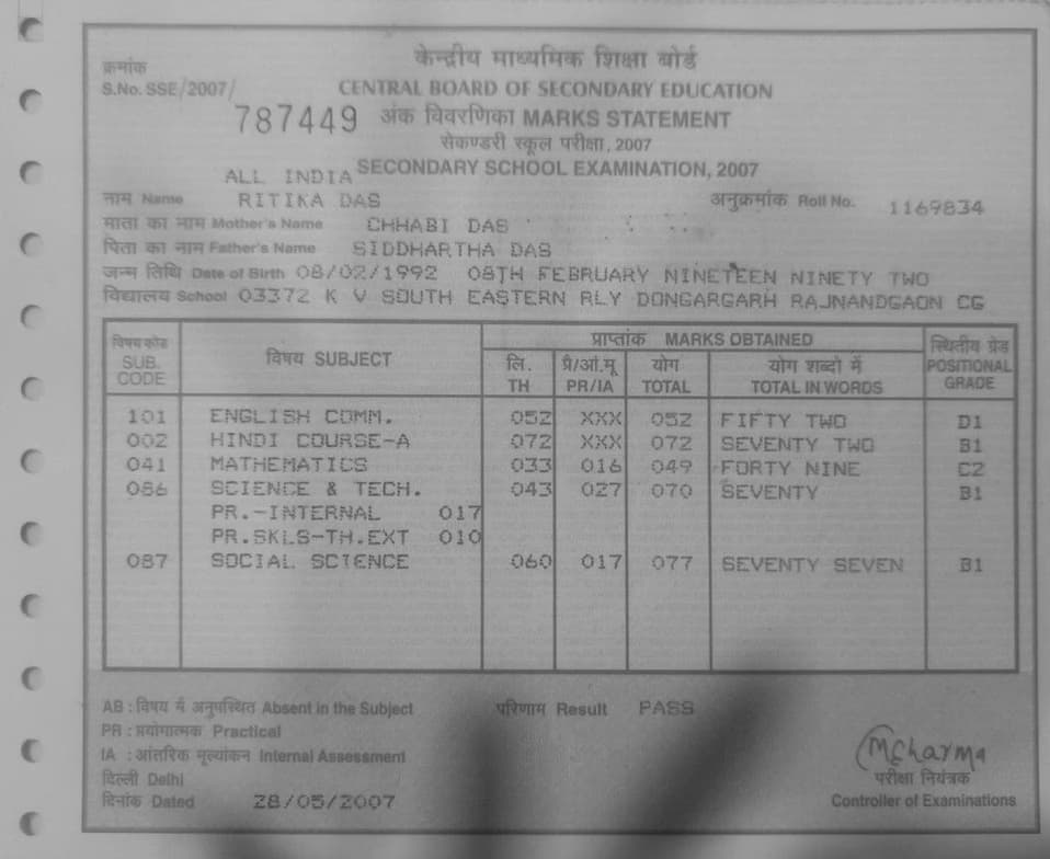 Verified degree or teaching certification of Ritika