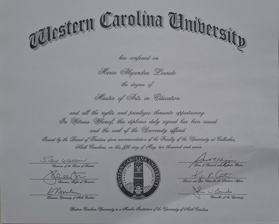 Graduation ceremony photo of Maria