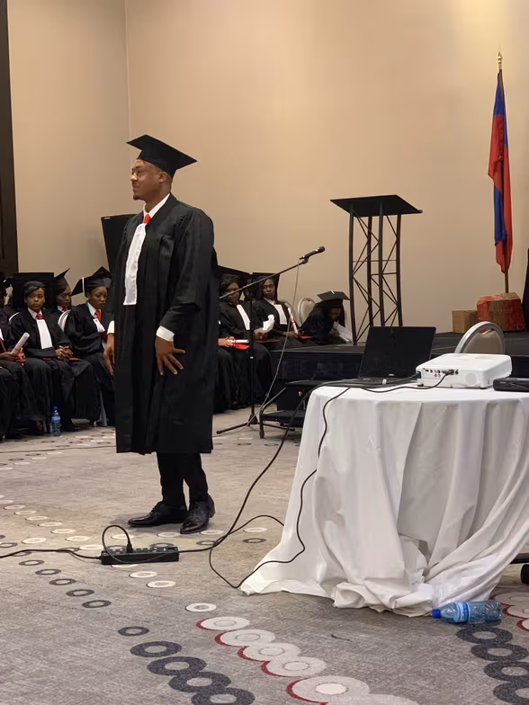 Graduation ceremony photo of Romuald