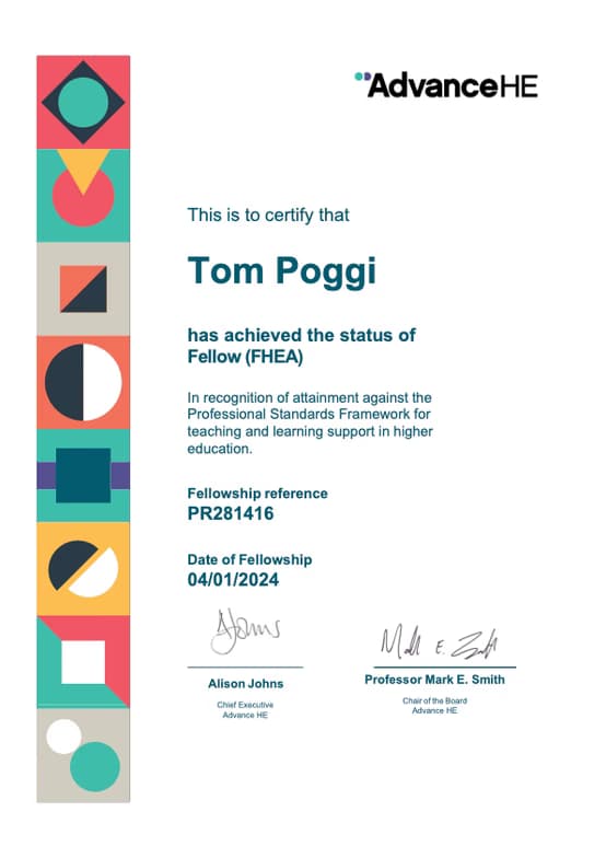 Verified degree or teaching certification of Thomas