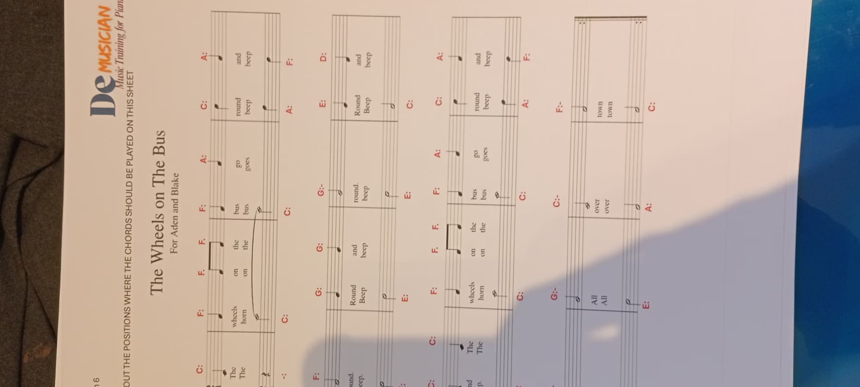 Piano learning materials by Hope