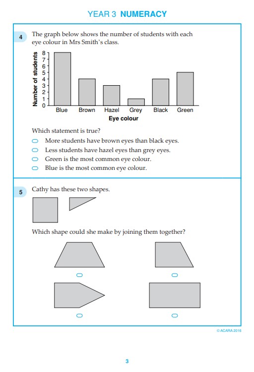 NAPLAN Numeracy Test sample questions for Year 3-2