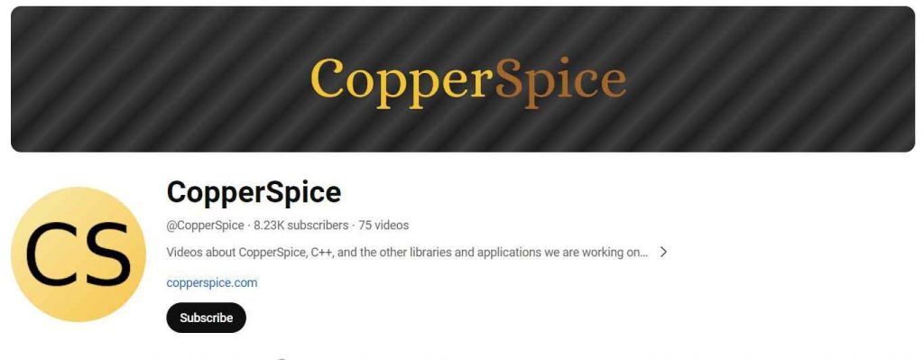 #1 Copperspice: Youtube Channels to learn C++