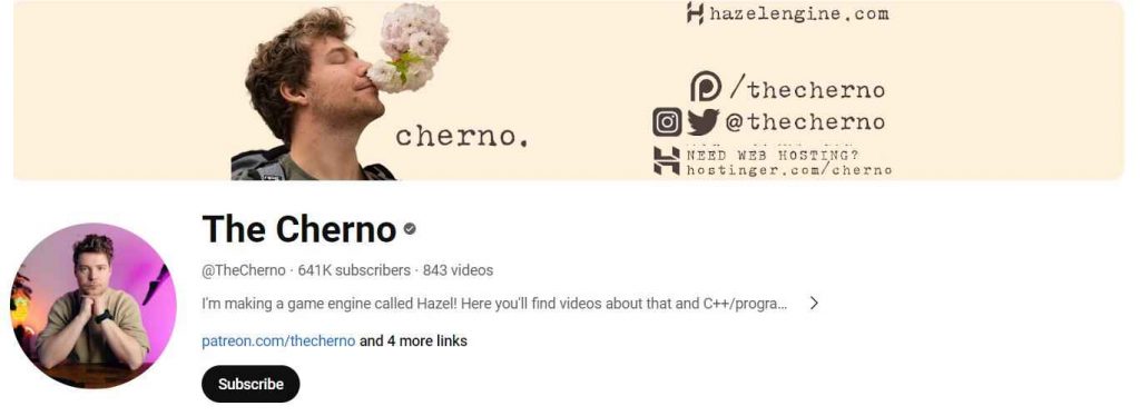 #2 The cherno:  Youtube Channels to learn C++