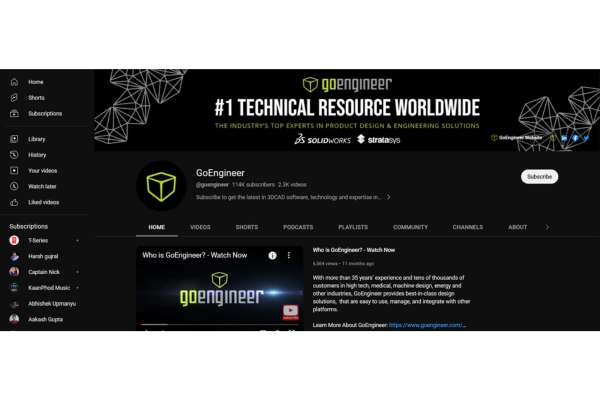 Best SolidWorks YouTube Channel: GoEngineer YouTube Channel