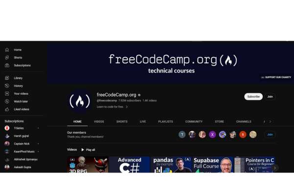 Best YouTube Channel: freeCodeCamp.org