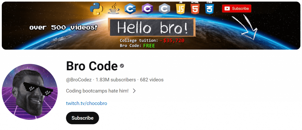 best YouTube channels to learn Java #6- bro code