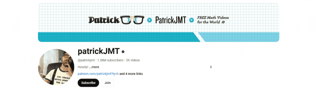 YouTube channels to learn Math #5- Patrick JMT