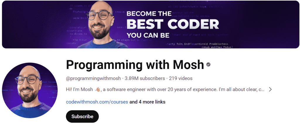 best YouTube channels to learn Java #5 - programming with mosh 