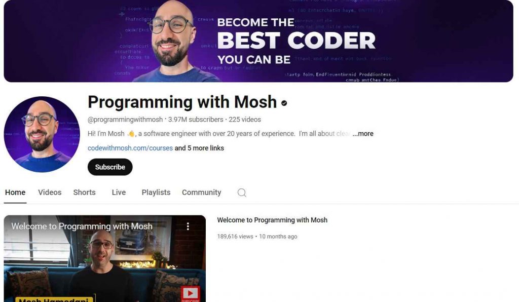  YouTube Channels for learning JavaScript #2 Programming with Mosh