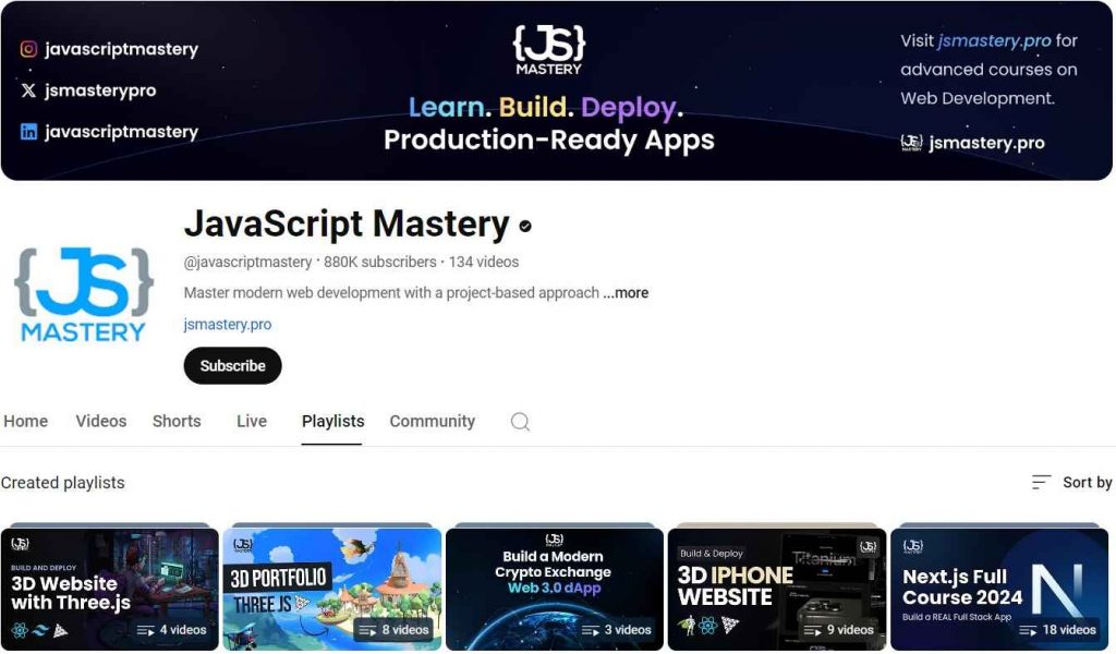  YouTube Channels for learning JavaScript #3 JavaScript Mastery