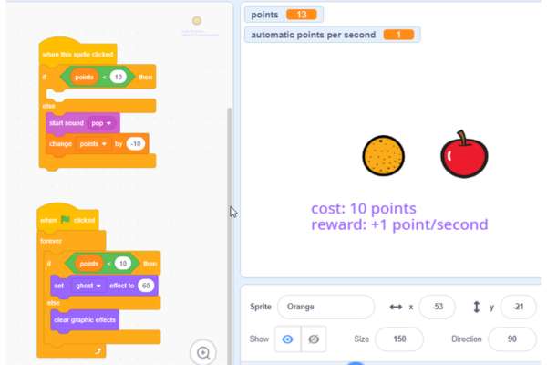 How Make an Apple Clicker Game on Scratch with Levels? Tutorial - Wiingy