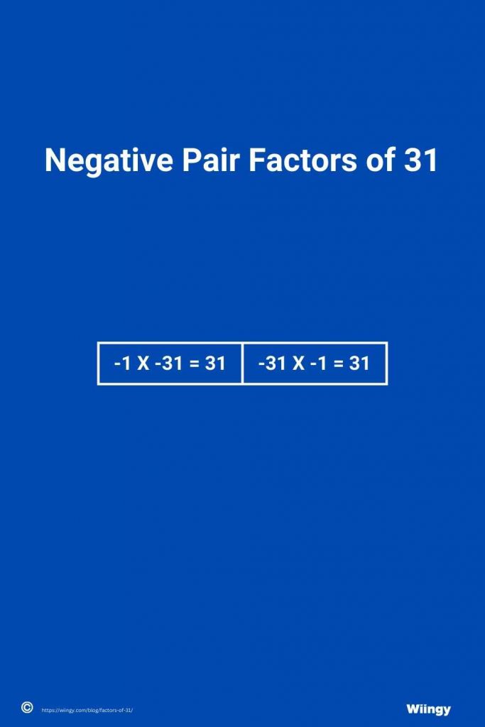 Negative Pair Factors of 31