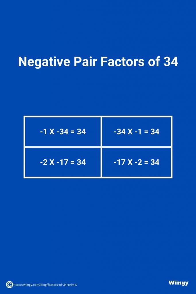 Negative Pair Factors of 34