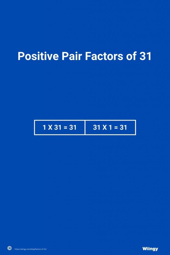 Positive Pair Factors of 31