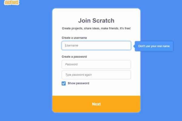 create username and password
