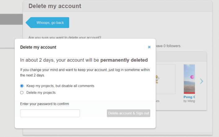 Delete Scratch Account